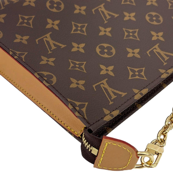 LOUIS VUITTON Toiletry Pouch On Chain Monogram Canvas Clutch Brown