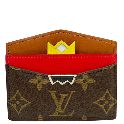 LOUIS VUITTON Tribal Mask Monogram Canvas Card Holder Brown