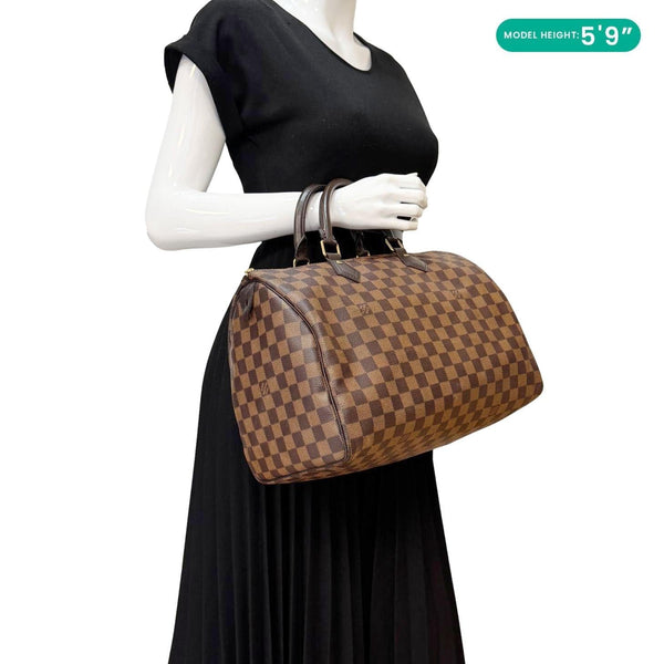 LOUIS VUITTON Speedy 30 Damier Ebene Satchel Bag Brown