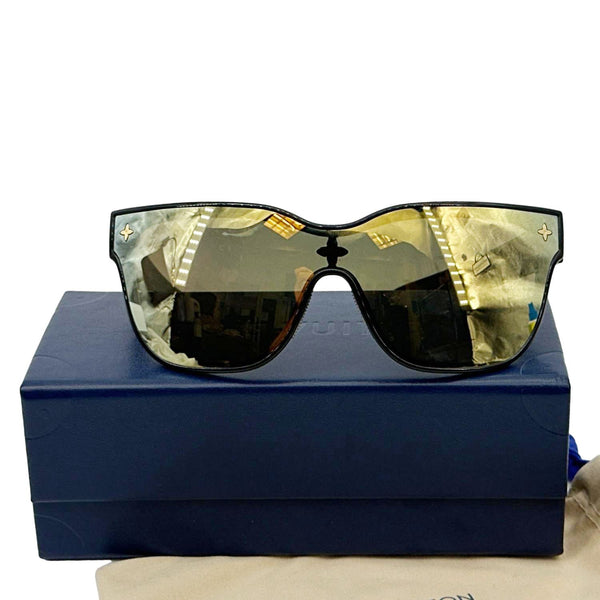 LOUIS VUITTON LV Shadow Z1843U Nylon Frame Square Sunglasses Gold