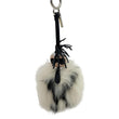 FENDI Karlito Pompom Leather Fox Fur Bag Charm White