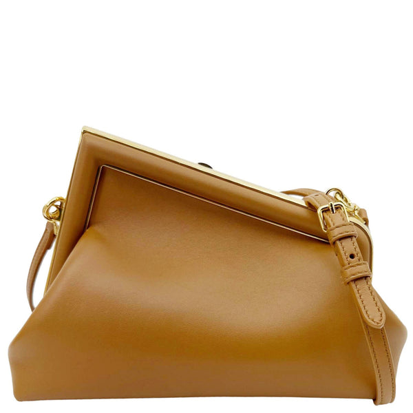 FENDI First Small Nappa Leather Shoulder Bag Brown