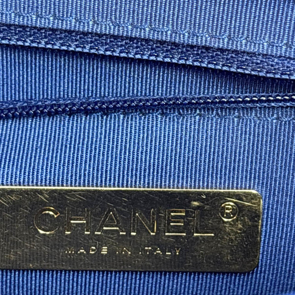 CHANEL Handle Flap Mini Quilted Caviar Calfskin Leather Chain Shoulder Bag Blue