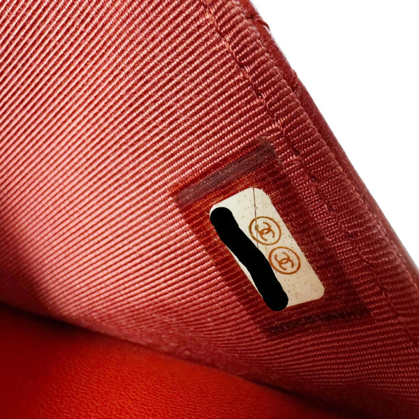 CHANEL Classic Flap Quilted Leather Wallet On Chain Red