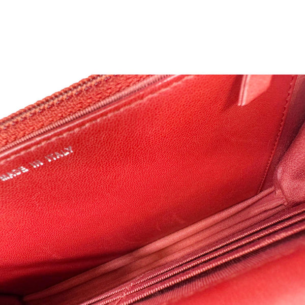 CHANEL Classic Flap Quilted Leather Wallet On Chain Red