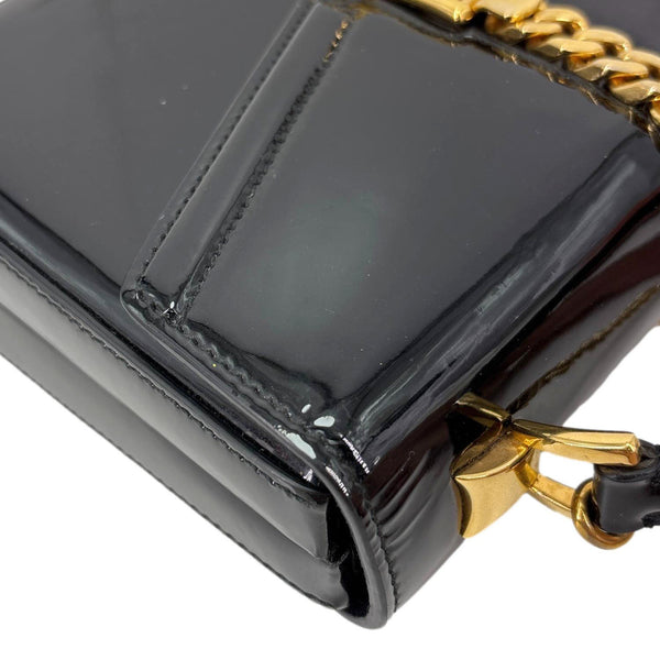 GUCCI Sylvie 1969 Mini Patent Leather Top Handle Shoulder Bag Black 589479