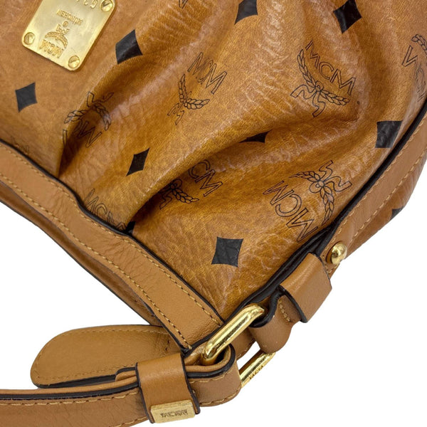 MCM Monogram Visetos Canvas Baguette Bag Cognac