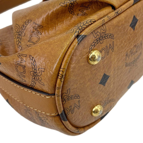 MCM Monogram Visetos Canvas Baguette Bag Cognac