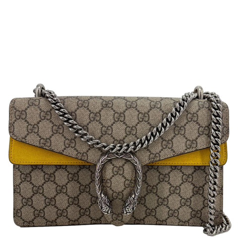 GUCCI Dionysus Small GG Supreme Canvas Shoulder Bag Yellow 400249