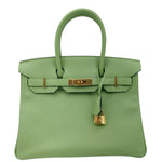 HERMES Birkin 30 Epsom Leather Tote Bag Green