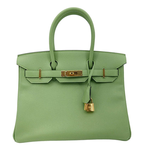 HERMES Birkin 30 Epsom Leather Tote Bag Green