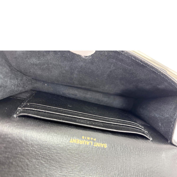 YVES SAINT LAURENT Monogram Sunset Mini Leather Crossbody Bag Black