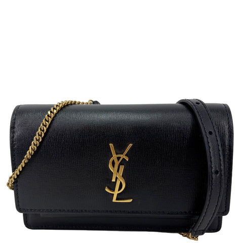 YVES SAINT LAURENT Monogram Sunset Mini Leather Crossbody Bag Black