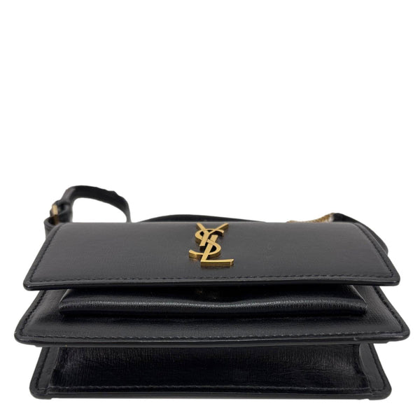 YVES SAINT LAURENT Monogram Sunset Mini Leather Crossbody Bag Black