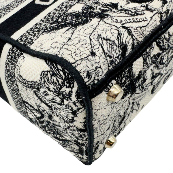 CHRISTIAN DIOR Lady D-Lite Medium Embroidered Zodiac Toile De Jouy Shoulder Bag White