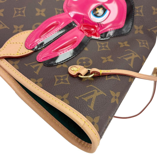 LOUIS VUITTON x Sun Yitian Neverfull MM Rabbit Monogram Canvas Tote Bag Brown