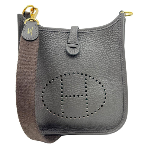 HERMES Evelyne TPM 16 Amazone Clemence Leather Crossbody Bag Dark Brown