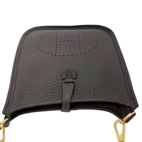HERMES Evelyne TPM 16 Amazone Clemence Leather Crossbody Bag Dark Brown