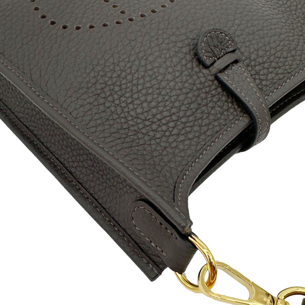HERMES Evelyne TPM 16 Amazone Clemence Leather Crossbody Bag Dark Brown