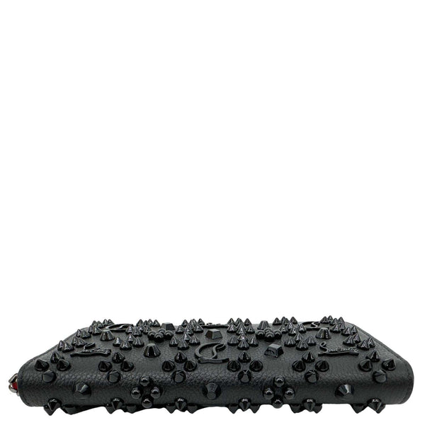 CHRISTIAN LOUBOUTIN Panettone Spiked Calf Leather Zip Around Wallet Black