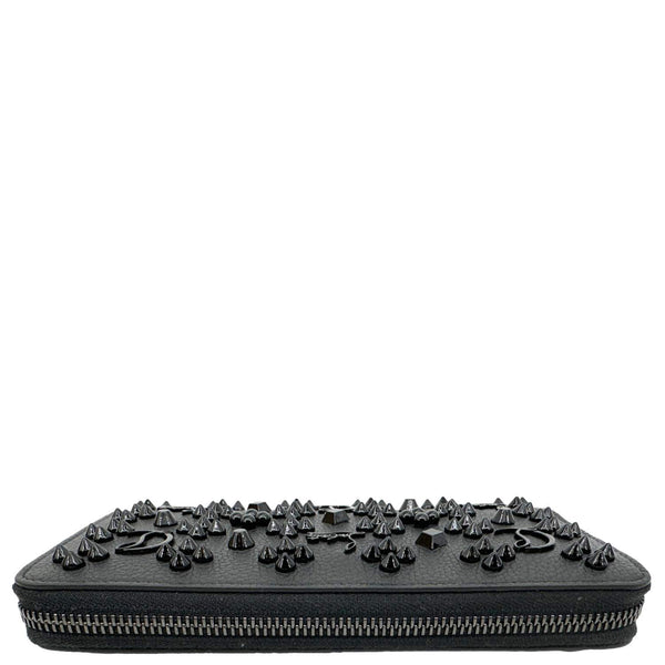 CHRISTIAN LOUBOUTIN Panettone Spiked Calf Leather Zip Around Wallet Black