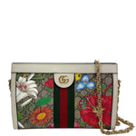 GUCCI Ophidia Web GG Supreme Flora Canvas Chain Shoulder Bag Beige 503877
