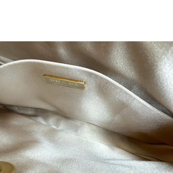 PRADA Cleo Cristal Embellished Satin Shoulder Bag Gold