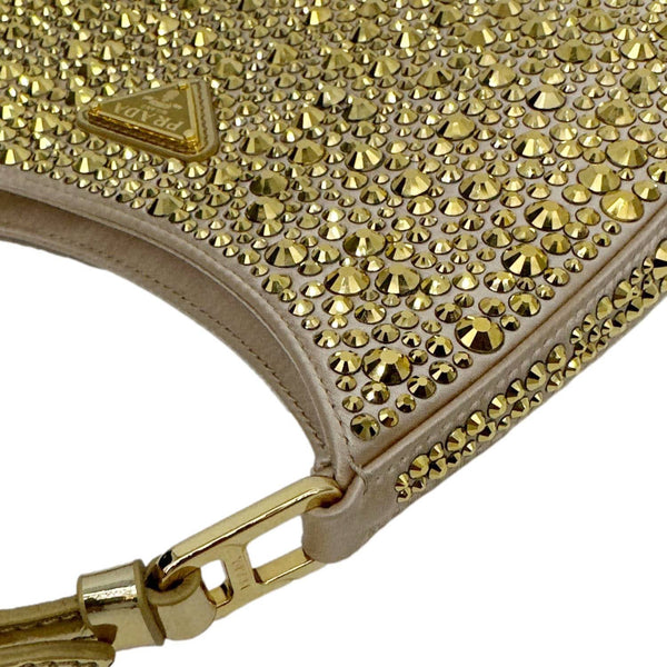 PRADA Cleo Cristal Embellished Satin Shoulder Bag Gold