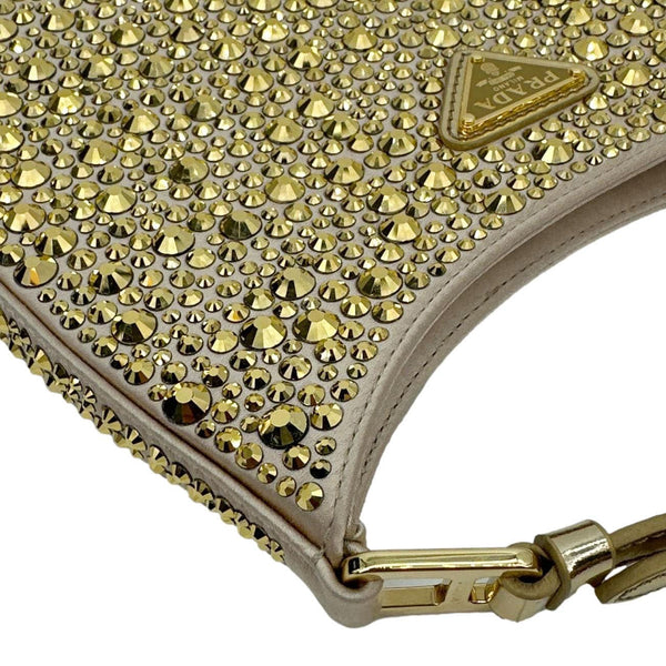 PRADA Cleo Cristal Embellished Satin Shoulder Bag Gold