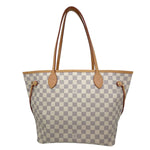 LOUIS VUITTON Neverfull MM Damier Azur Tote Bag White