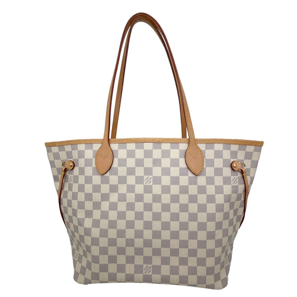 LOUIS VUITTON Neverfull MM Damier Azur Tote Bag White
