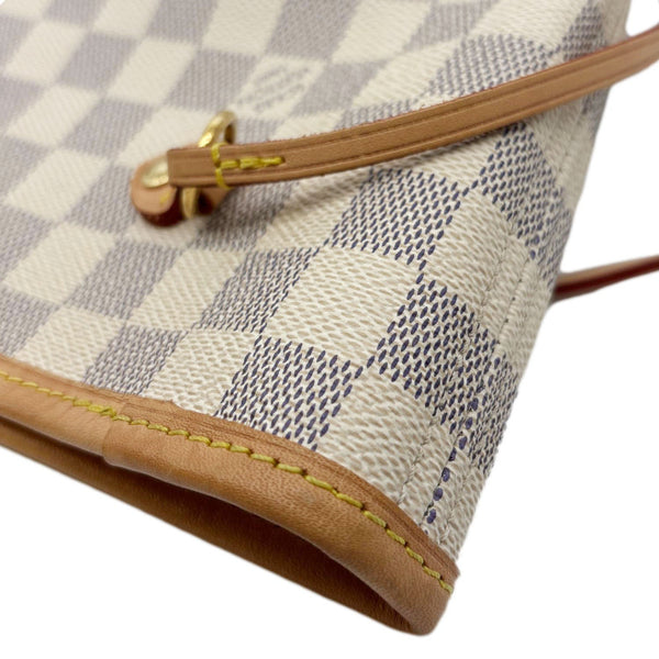 LOUIS VUITTON Neverfull MM Damier Azur Tote Bag White