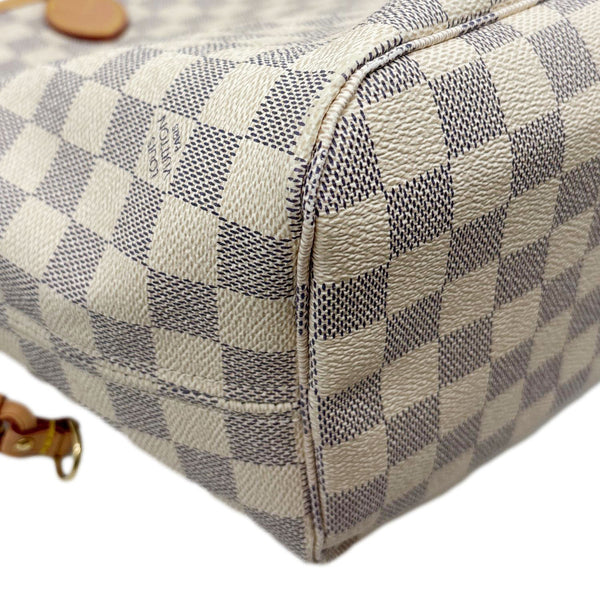 LOUIS VUITTON Neverfull MM Damier Azur Tote Bag White