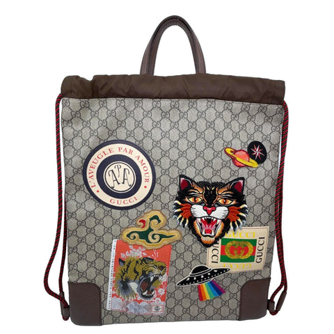 GUCCI Courrier Drawstring GG Supreme Canvas Backpack Beige 473872