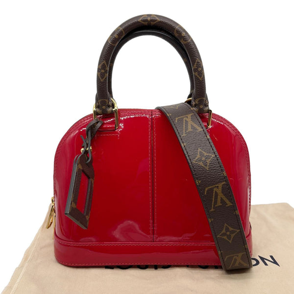 LOUIS VUITTON Alma BB Monogram Vernis Satchel Bag Red