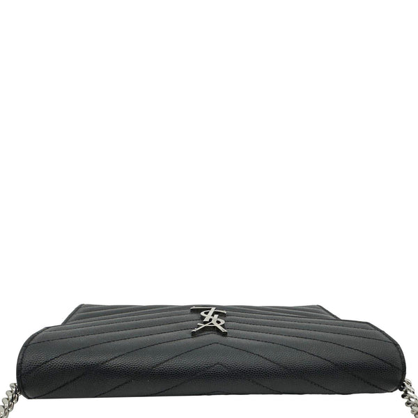 YVES SAINT LAURENT Cassandra Matelasse Grain De Poudre Chain Wallet Black