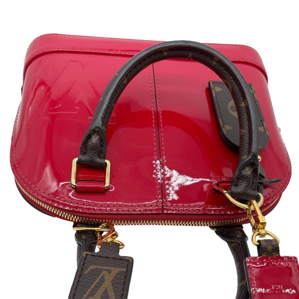 LOUIS VUITTON Alma BB Monogram Vernis Satchel Bag Red