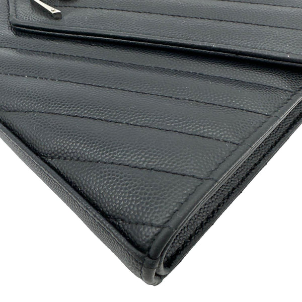 YVES SAINT LAURENT Cassandra Matelasse Grain De Poudre Chain Wallet Black