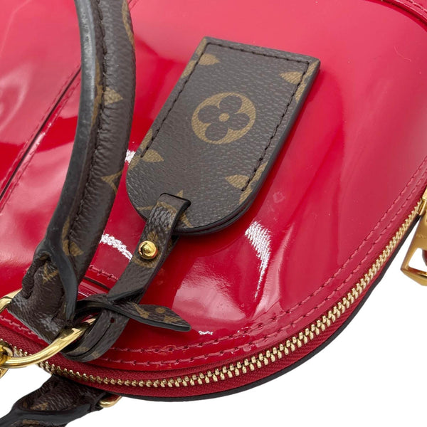 LOUIS VUITTON Alma BB Monogram Vernis Satchel Bag Red