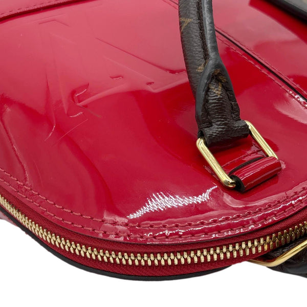 LOUIS VUITTON Alma BB Monogram Vernis Satchel Bag Red