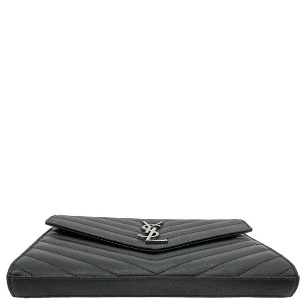 YVES SAINT LAURENT Cassandra Matelasse Grain De Poudre Chain Wallet Black