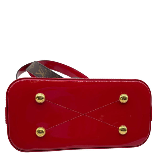 LOUIS VUITTON Alma BB Monogram Vernis Satchel Bag Red
