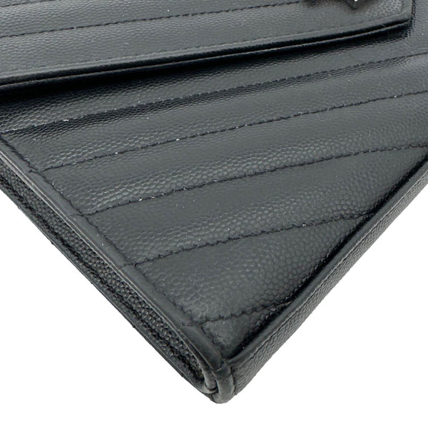 YVES SAINT LAURENT Cassandra Matelasse Grain De Poudre Chain Wallet Black