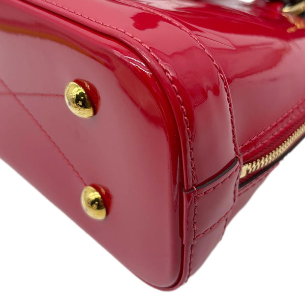 LOUIS VUITTON Alma BB Monogram Vernis Satchel Bag Red