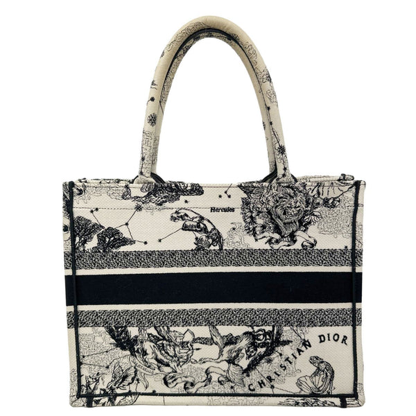 CHRISTIAN DIOR Book Medium Embroidered Canvas Tote Bag White