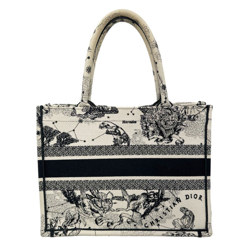 CHRISTIAN DIOR Book Medium Embroidered Canvas Tote Bag White