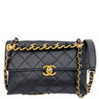 CHANEL CC Top Handle Flap Chain Bar Quilted Calfskin Leather Shoulder Bag Black