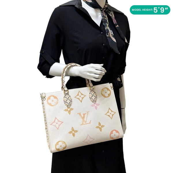 LOUIS VUITTON By the Pool OnTheGo MM Monogram Coated Canvas Tote Bag White