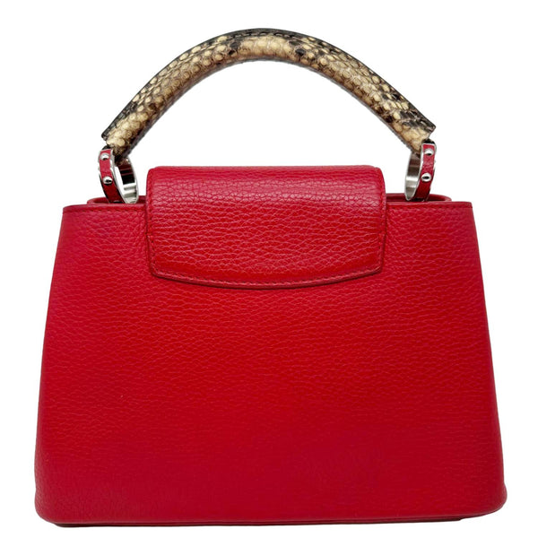 LOUIS VUITTON Capucines BB Python Handle Leather Satchel Bag Red