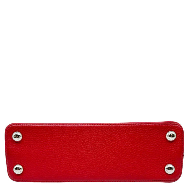 LOUIS VUITTON Capucines BB Python Handle Leather Satchel Bag Red